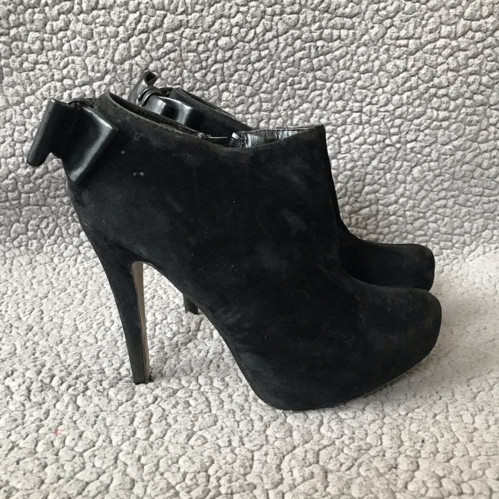 JustFab Black suede heels/ankle booties